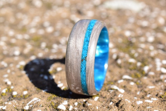 Silver Eucalyptus Bentwood With Crushed Turquoise on Blue Epoxy