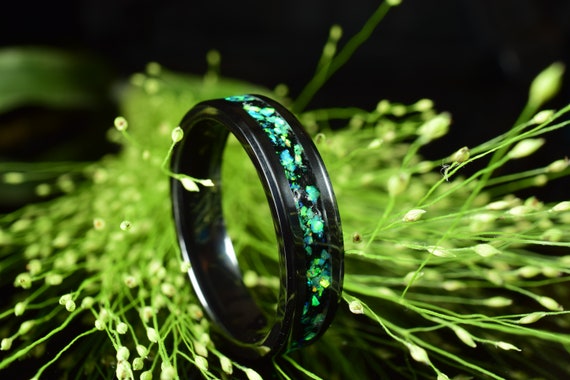 Engagement Ring Promise Ring Black Ceramic Ring With Crushed