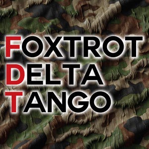 Foxtrot Delta Tango 3 inch wide sticker. Buy single or pack of 3 stickers.