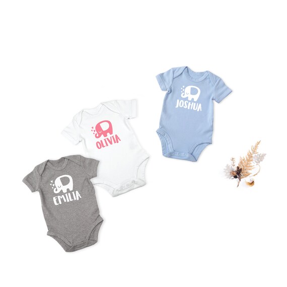 elephant print baby grow
