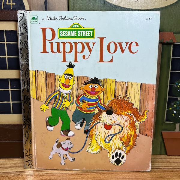 Vintage 1983 Sesame Street Puppy Love Book Featuring Ernie & Bert Children's Television Workshop A Little Golden Book
