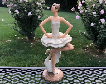 Vintage Ballerina, Rare Ballerina Sculpture, Carved Ballet Dancer, Ballerina and Swan, Ballet Statue, Ballerina & Tutu, Dancing Ballerina