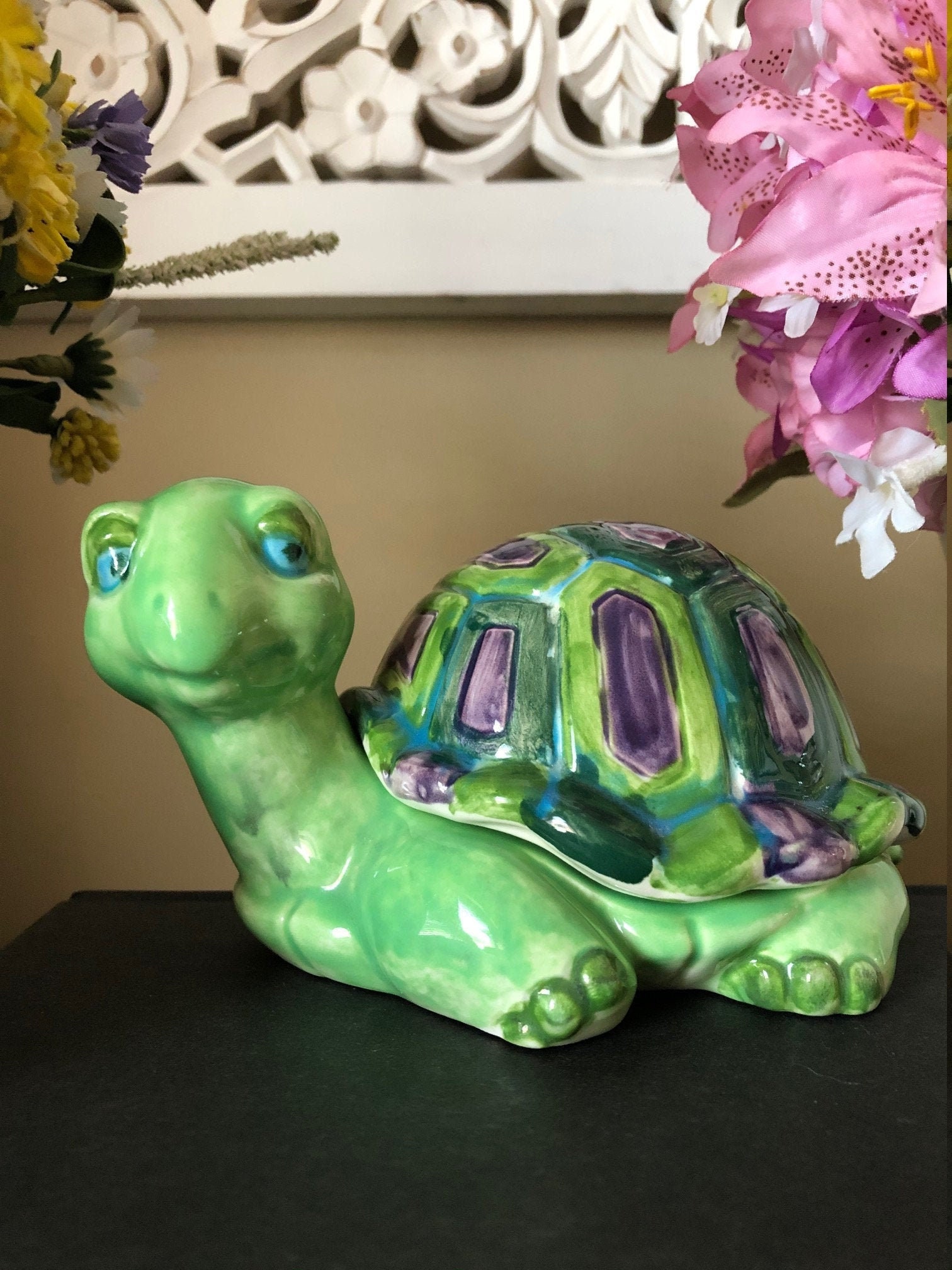 Vintage Turtle Trinket Box Purple Turtle Yertle the Turtle | Etsy