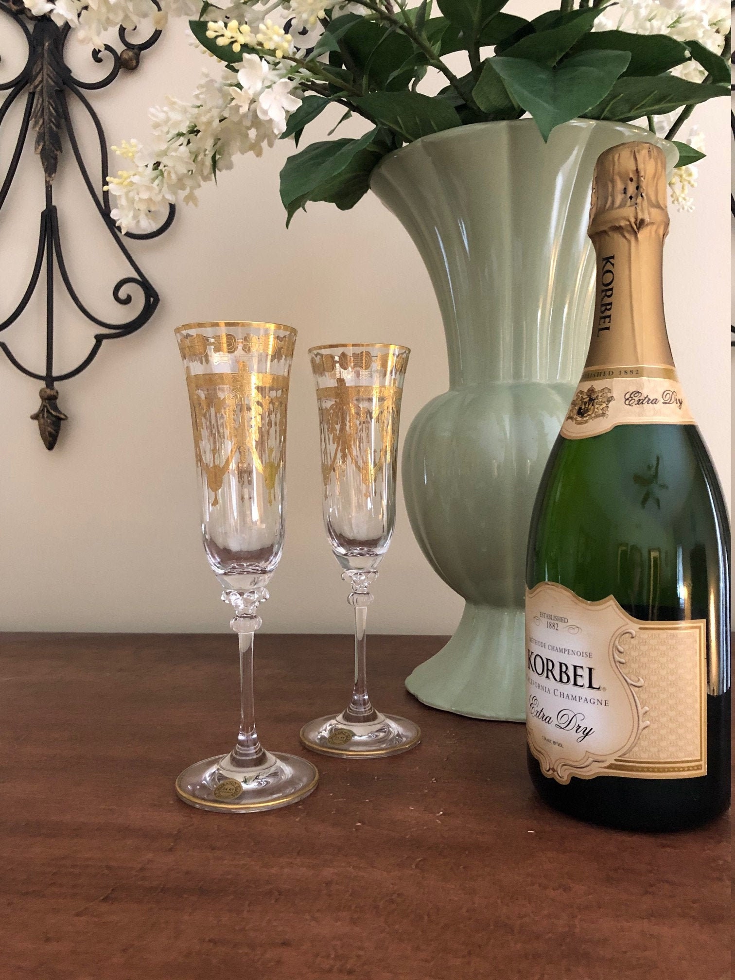 Murano Champagne Flutes Vintage Champagne Flutes Murano 24 Etsy