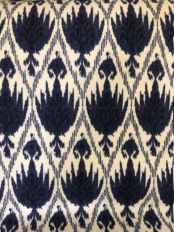 Custom Curtains Blue White Window Treatment For 9 Foot Ceilings One Of A Kind Ikat Curtain Panels Curtains Panels 53 X 100 Each Panel