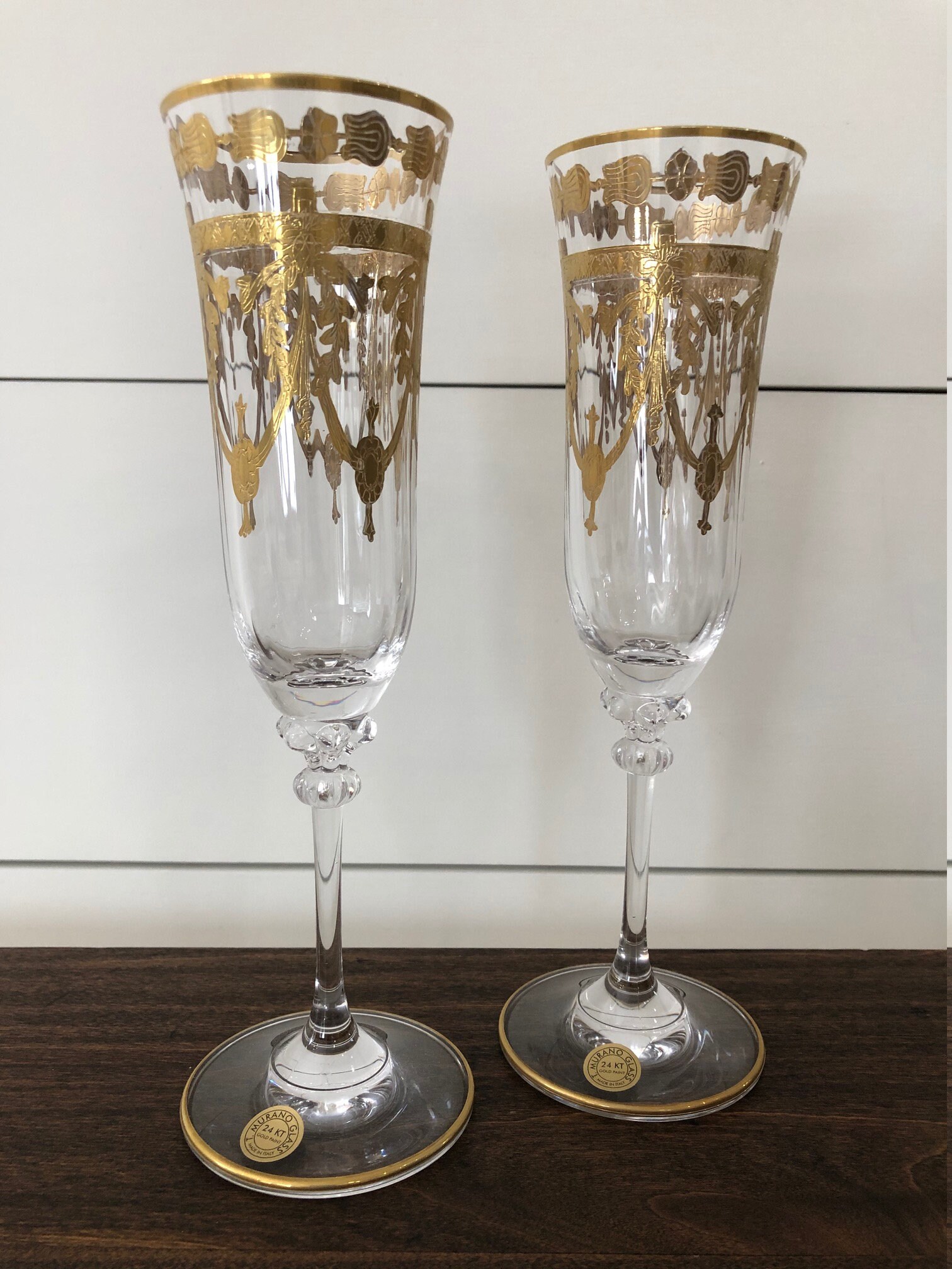 Murano Champagne Flutes Vintage Champagne Flutes Murano 24 Etsy