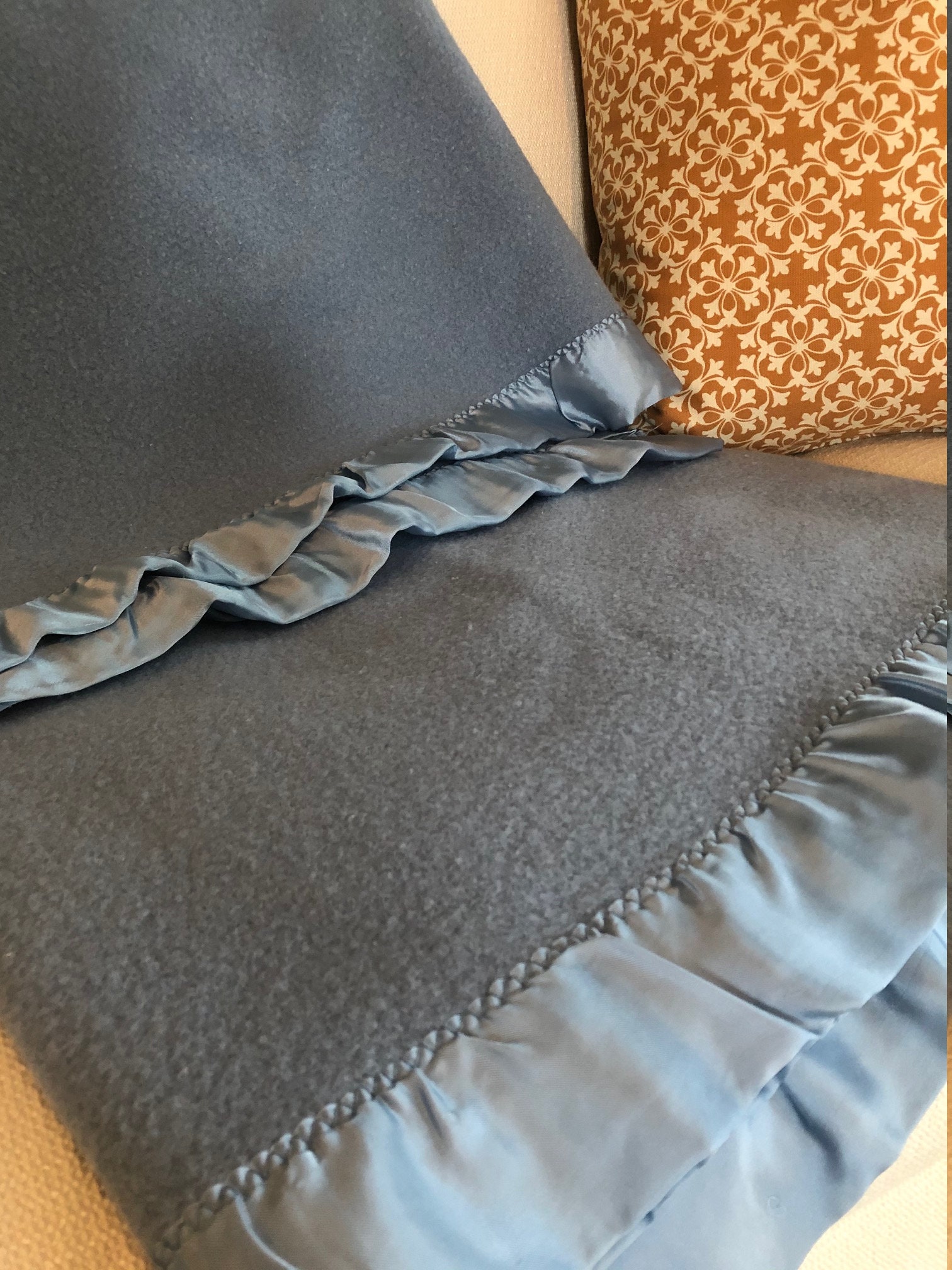 Vintage Wool Blanket Lands' End Virgin Wool Blanket Etsy