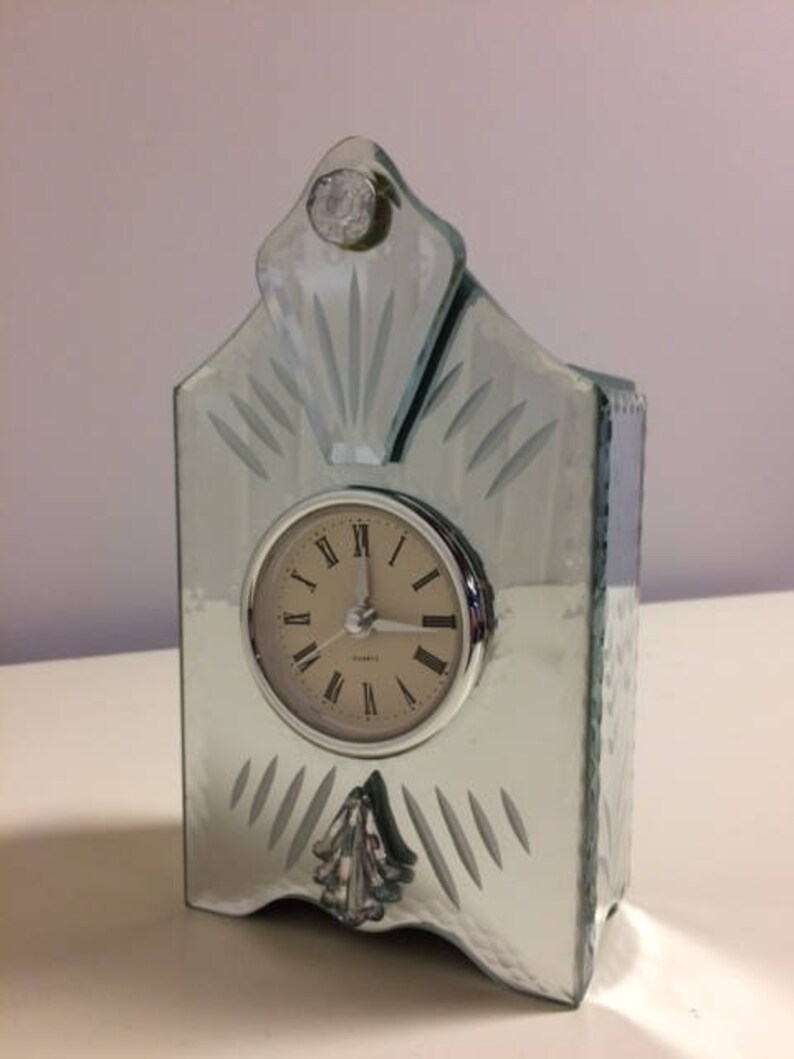 Vintage Mirrored Desk Clock Art Deco Image 0