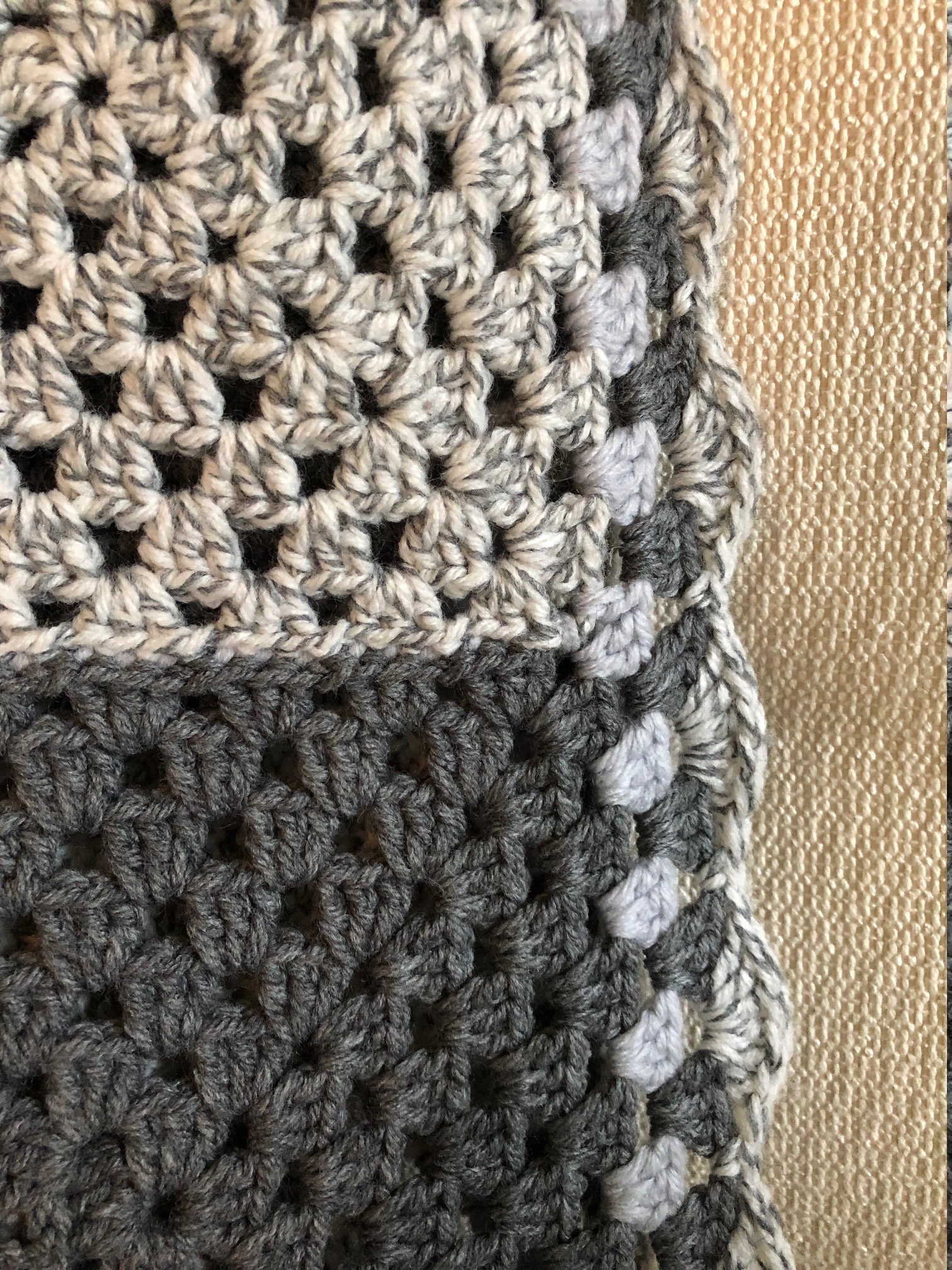 Vintage Gray & White Afghan Large Hand Crocheted 86 Etsy