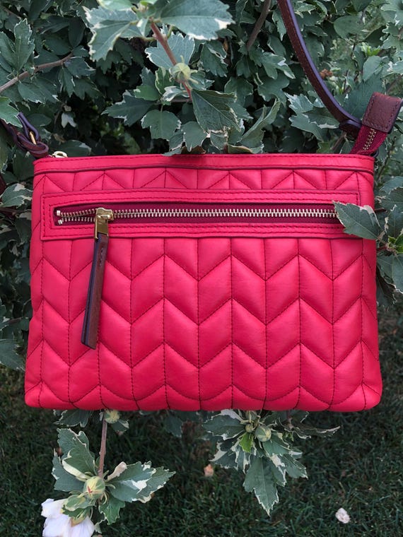 Fossil Leather Handbag Fossil Red Leather Purse Fossil Quilted Handbag Rare Fossil Quilted Bag Vintage Fossil Crossbody Handbag Etsy Ireland