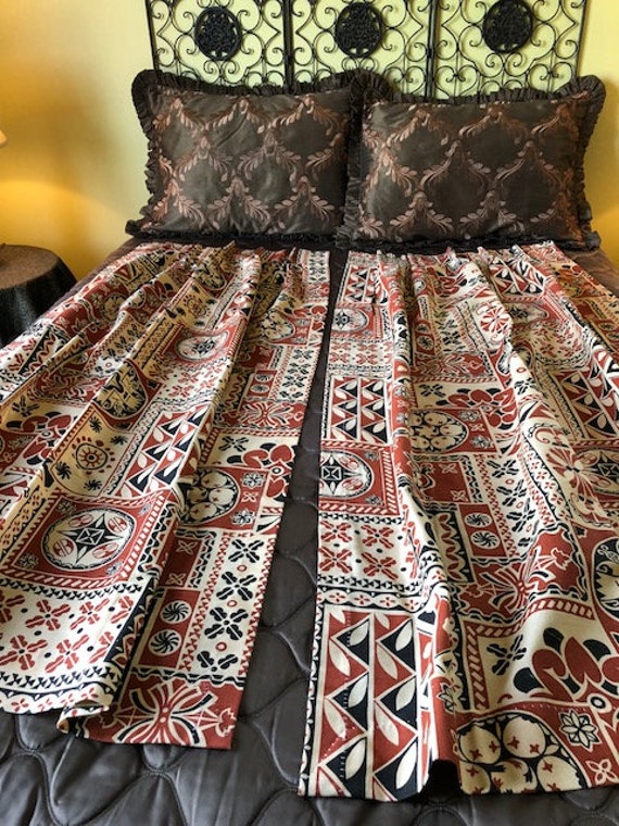 Vintage Sears Drapes Geometric Curtains Rooster Print Cotton Etsy