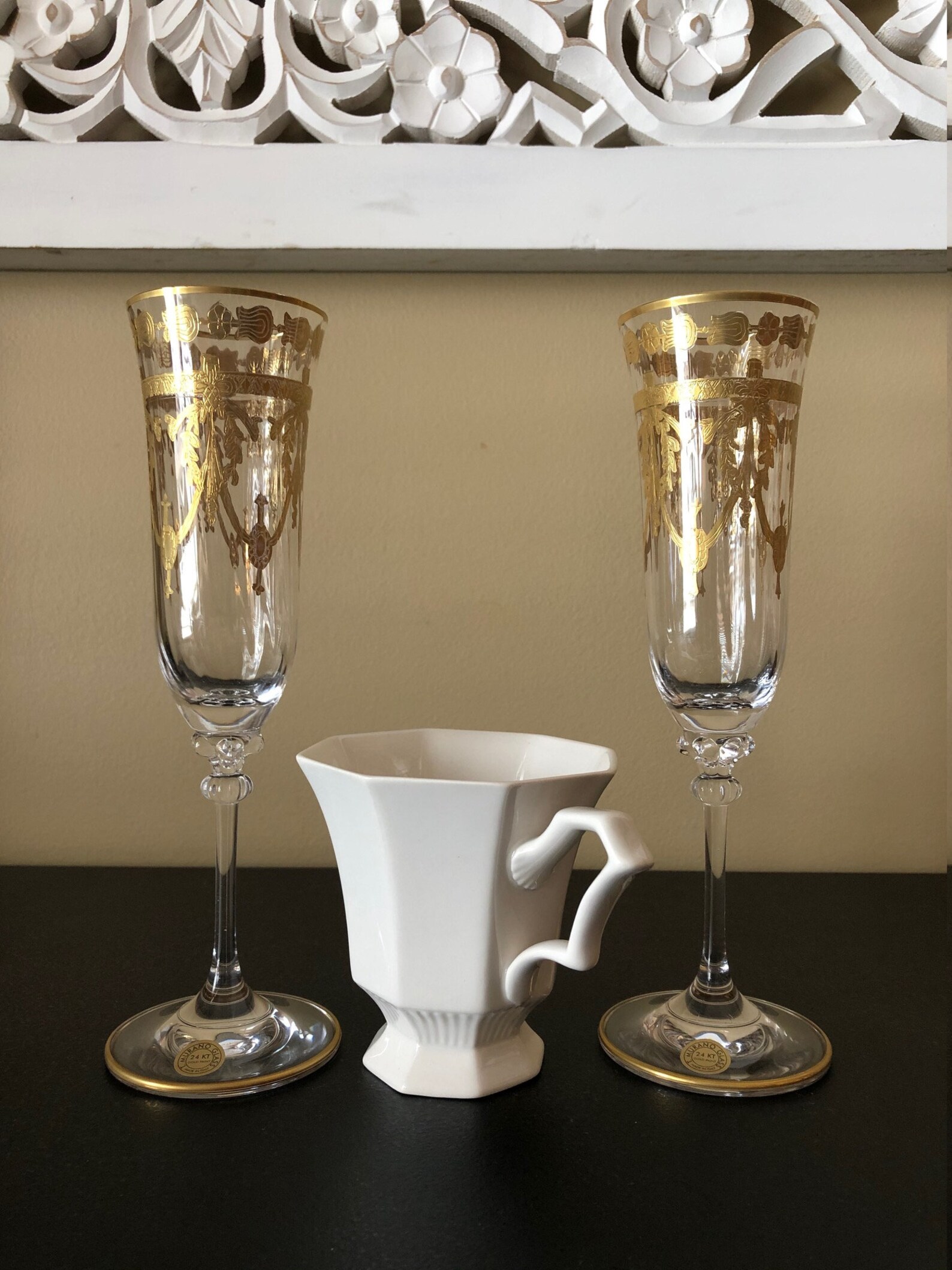 Murano Champagne Flutes Murano 24 karat Champagne Glasses Etsy