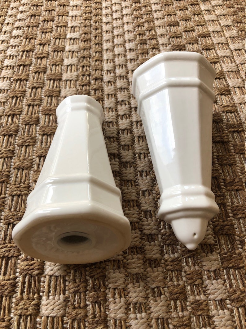 Vintage White Ceramic Salt and Pepper Shakers Large 1970s Etsy