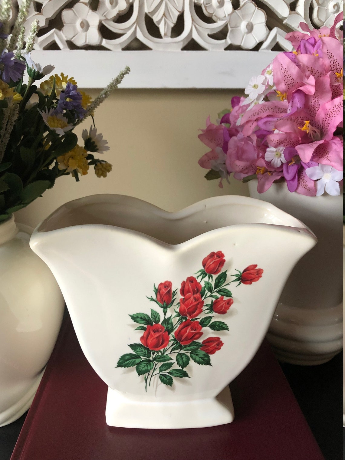 Mccoy Pottery Vase Mccoy Rose Vase Vintage Mccoy Pillow Etsy UK