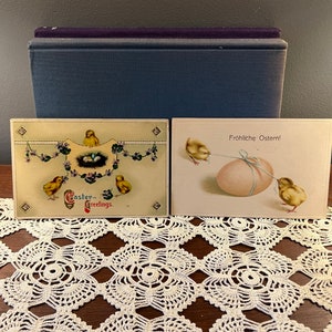 Vintage set of 2 Easter postcards