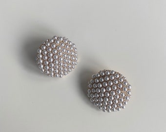 Grote verklaring parelcluster Stud Oorbellen | Parel hengsten | Parel oorbellen | Bruids oorbellen | Bruidsmeisje cadeau | Cirkelnoppen | Cadeau ideeën