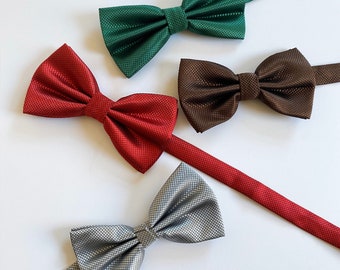 Green, Red, Grey, Brown Bow Tie | Groomsmen Gift | Gifts Ideas | Pre-tied Adjustable Bow Tie | Mens Accessories | Metallic Bow Tie | Wedding