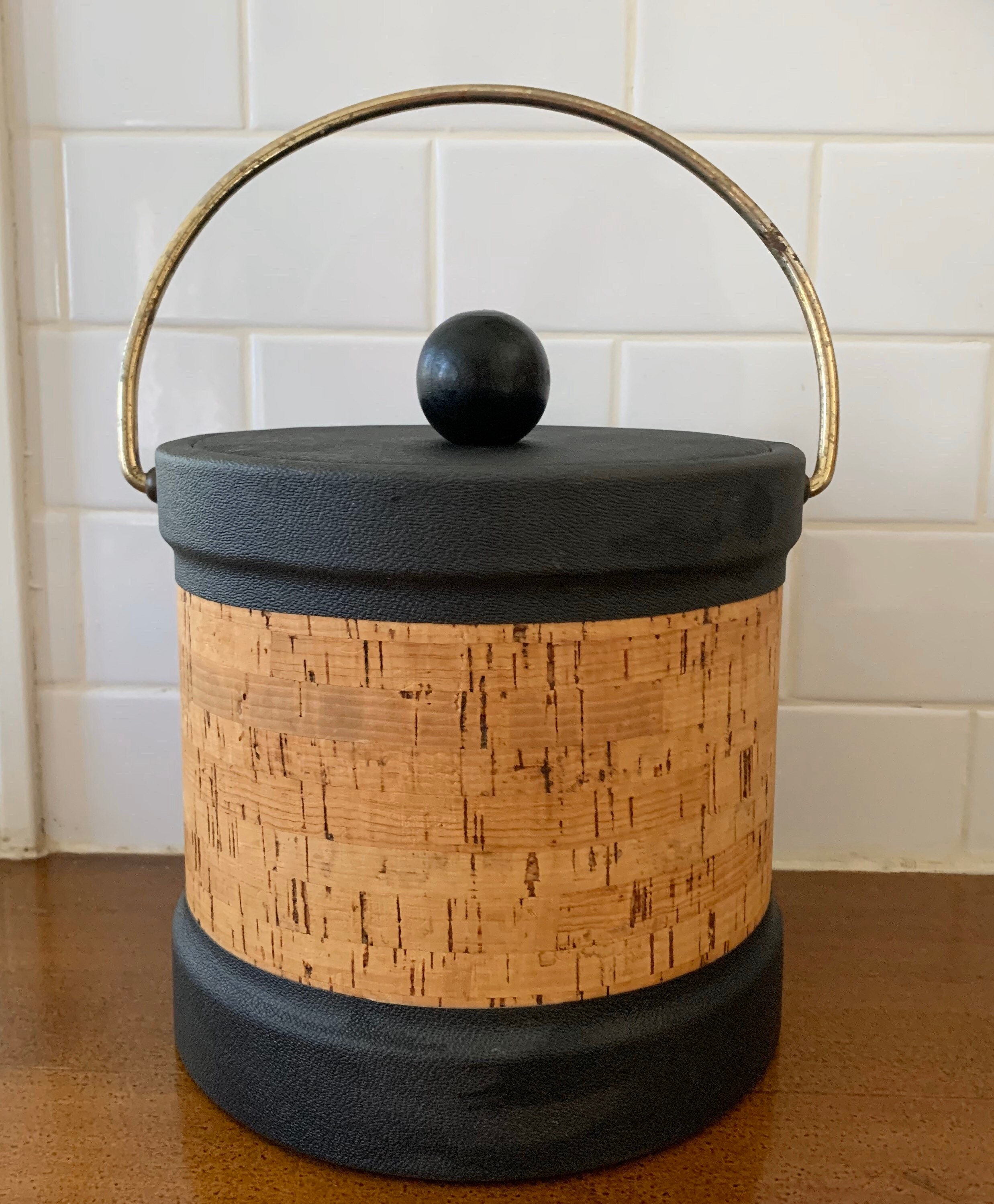 Vintage Cork Ice Bucket Kraftware Black And Cork Ice Bucket | Etsy