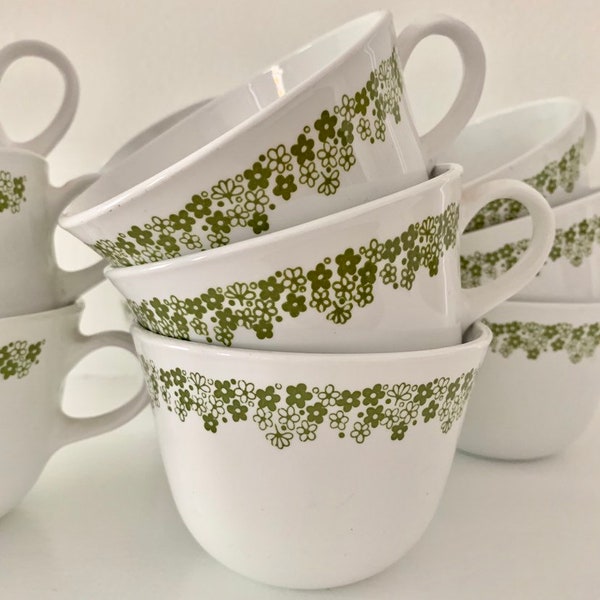 Set of 4 Corelle Crazy Daisy Coffee Cups Tea Cups and Saucers Spring Blossom Cups Mugs Corelle By Corning
