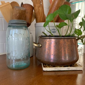 Antique Mason&#39;s Jar Patent 1858 Blue Tint Aqua Tint Mason Jar Canning Jar With Lid  Kitchen Storage Bathroom Storage