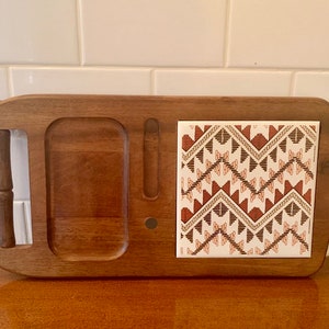 Vintage Cheese Board  Cheese Board With Ceramic Tile.  Bread Board  Vintage Serving  Vintage Home Decor  Holiday Party