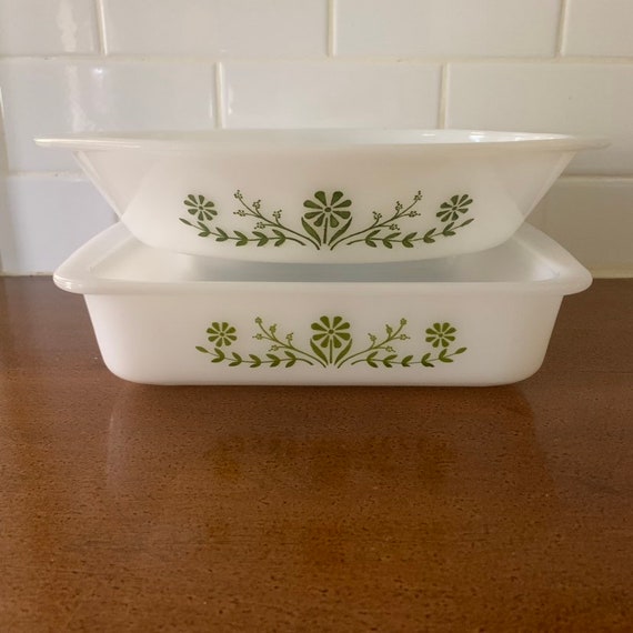 Casserole Glasbake Square Baking Dish Vintage Milk Glass Pan Small