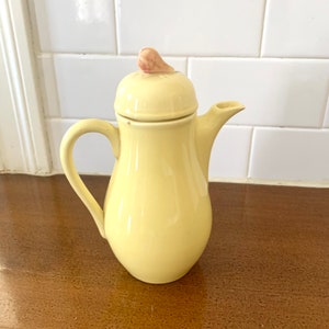 Antique German S Zell Majolica Coffee Or Chocolate Pot Yellow  Pear Handle On Lid Hand Painted Numbered Teapot