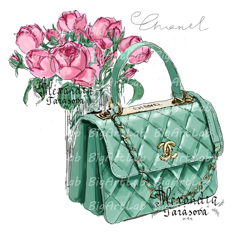 Instant download chanel bag png files clipart wall art fashion | Etsy