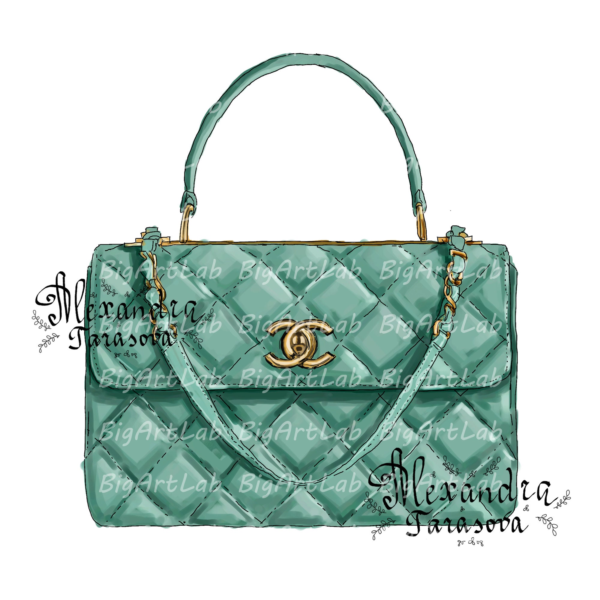 Instant download fashion chanel bag art printable png file | Etsy