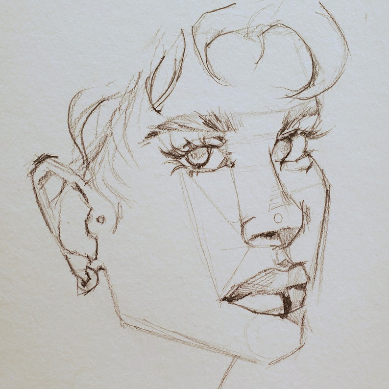 Quick Pencil Drawing on Paper Original Sketch Custom Etsy