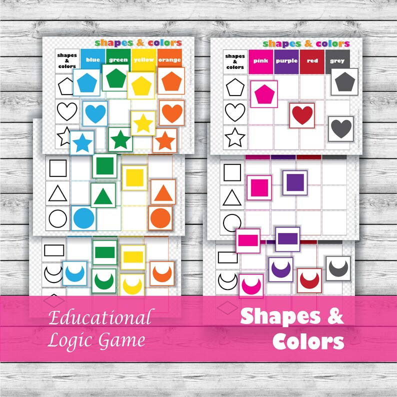 Shapes and Colors Educational Logic Game materials for Etsy