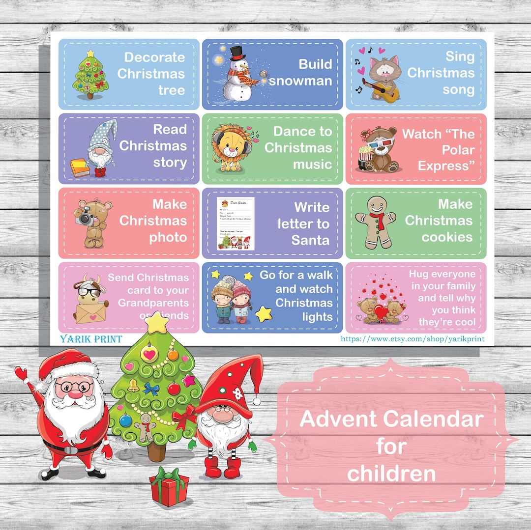 Printable Advent Calendar for Children - Etsy