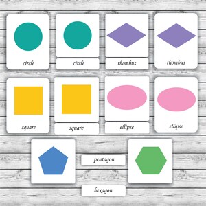 shapes 2d montessori cards for children preschool etsy
