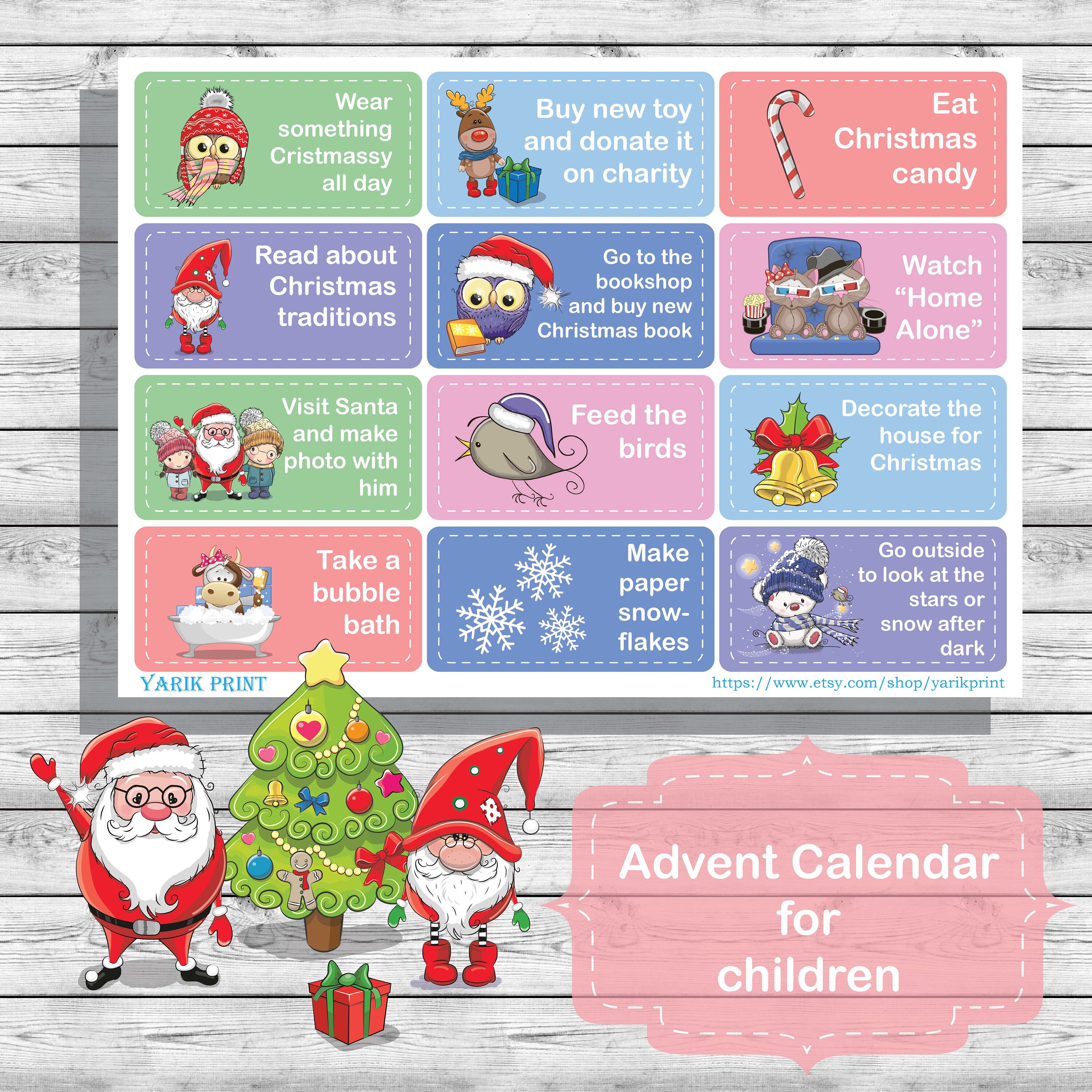 Printable Advent Calendar for Children - Etsy