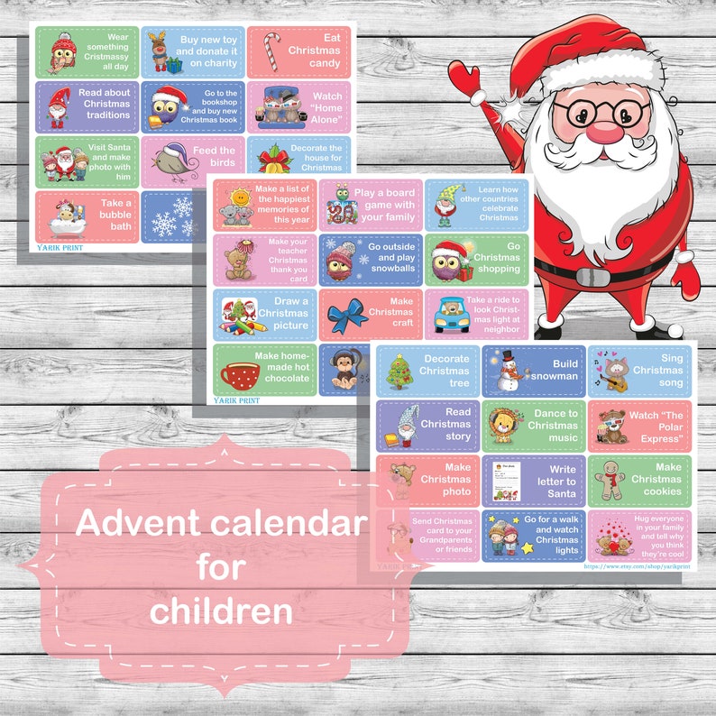 Printable Advent Calendar for Children Etsy