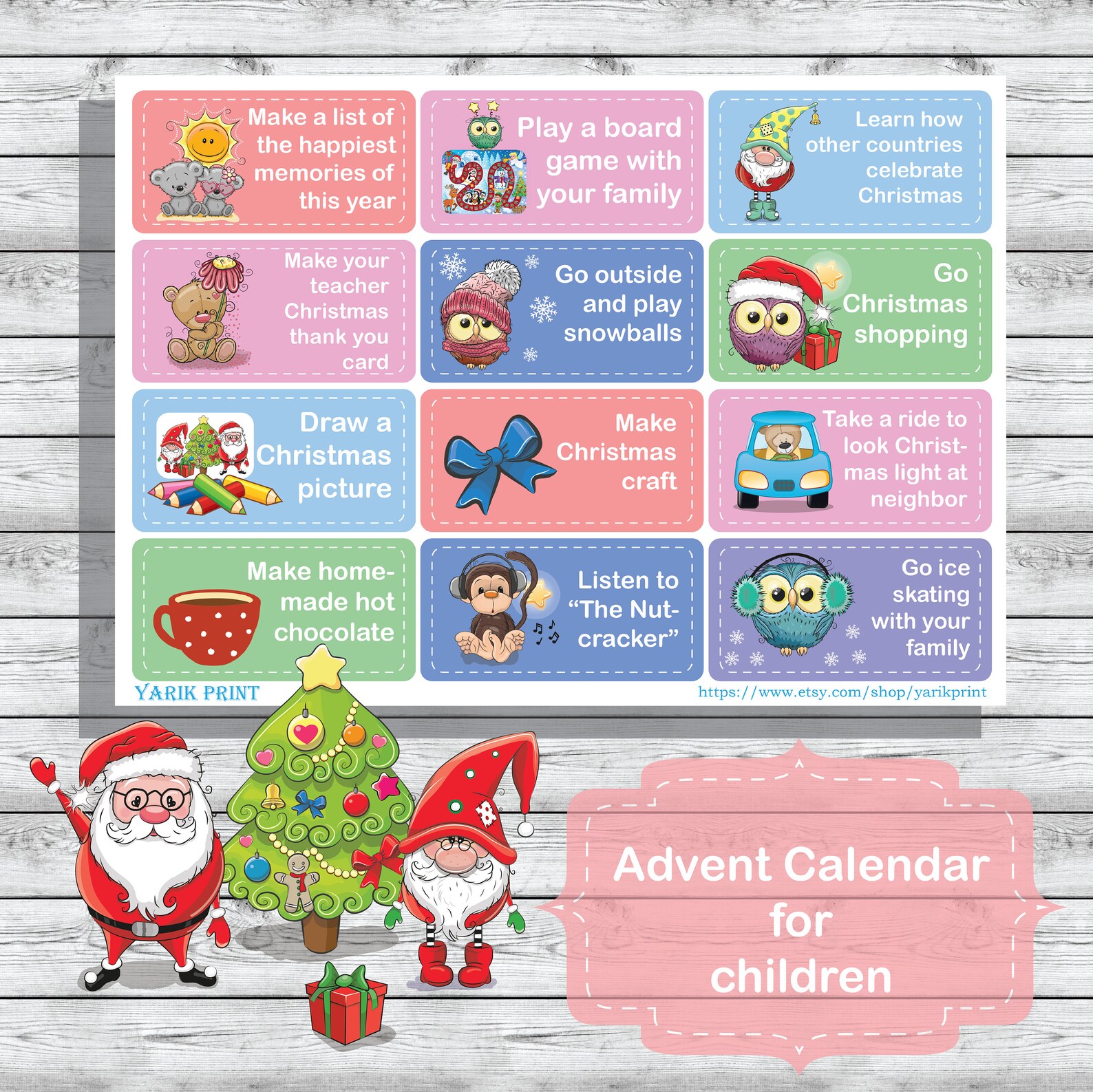 Printable Advent Calendar for Children - Etsy