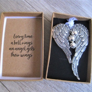 Memorial Bauble, Christmas Memorial Ornament, Memorial Christmas Decoration, Memorial Christmas ornament in Gift Box, Angel wings memorial