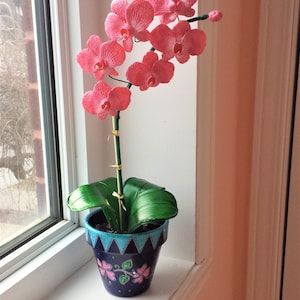 Orchid plant all in clay/ orchid plant, handmade, clay