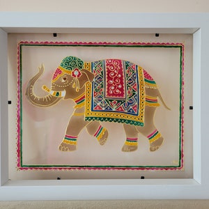 Indian Elephant traditional art glass painting