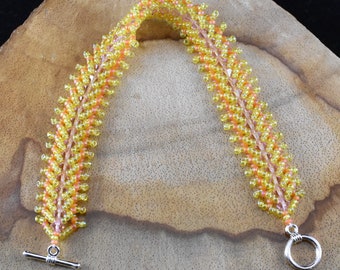 Yellow Orange and Pink Flat Spiral Bracelet