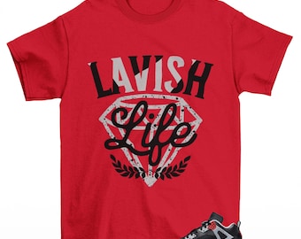 Lavish Sneaker Shirt Red to Match Jordan Spizike Low Black Cement