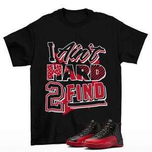 Hard Find Sneaker Shirt Black to Match Jordan 12 Retro Flu Game