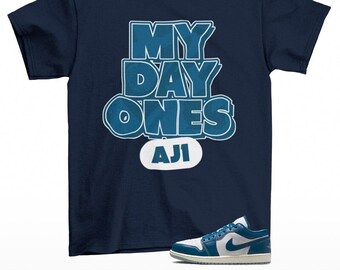 Day One Sneaker Shirt Navy to Match Jordan 1 Low Industrial Blue