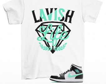 Lavish Sneaker Shirt White to Match Jordan 1 Mid Green Glow