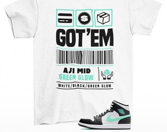 Copped Sneaker Shirt White to Match Jordan 1 Mid Green Glow