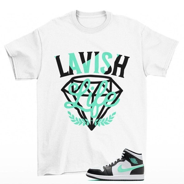 Lavish Sneaker Shirt White to Match Jordan 1 Mid Green Glow