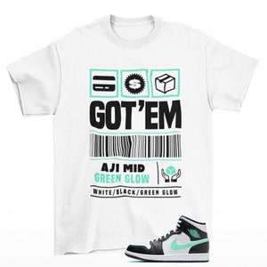Copped Sneaker Shirt White to Match Jordan 1 Mid Green Glow