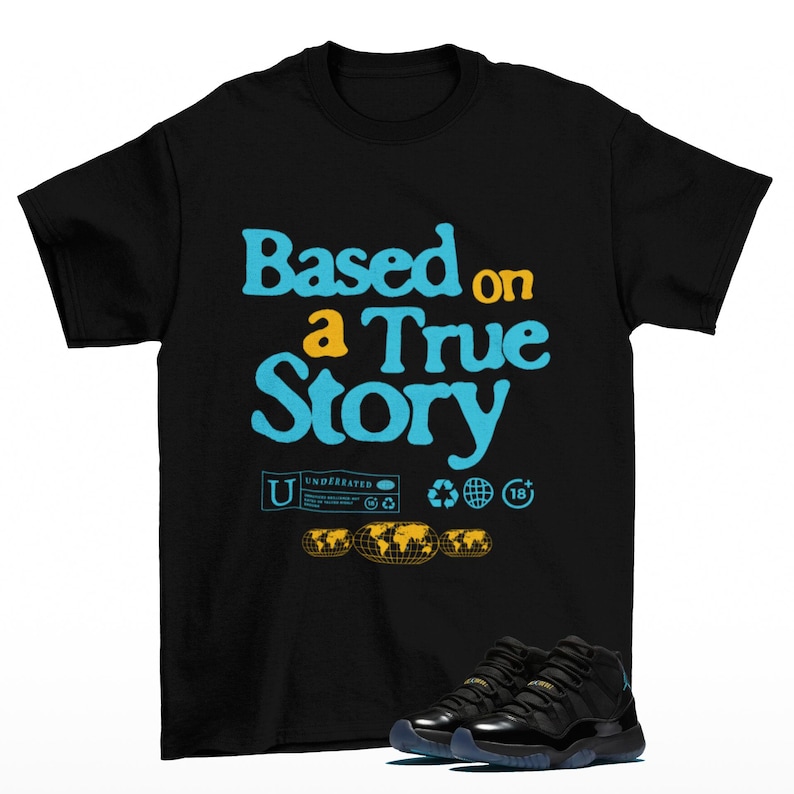All Cap Sneaker Shirt Black to Match Jordan 11 Gamma image 1