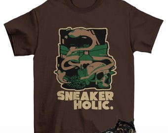 Sneaker Holic Shirt Brown to Match Foamposite Pro Green Camo