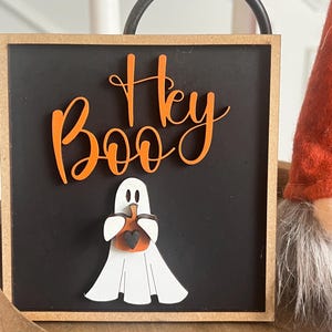 Hey Boo Sign, Halloween Tier Tray Decor, Ghost, Fall Tiered Tray Decor, Halloween Decor